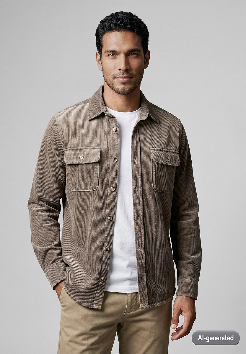 Cord-Overshirt mit Brusttaschen