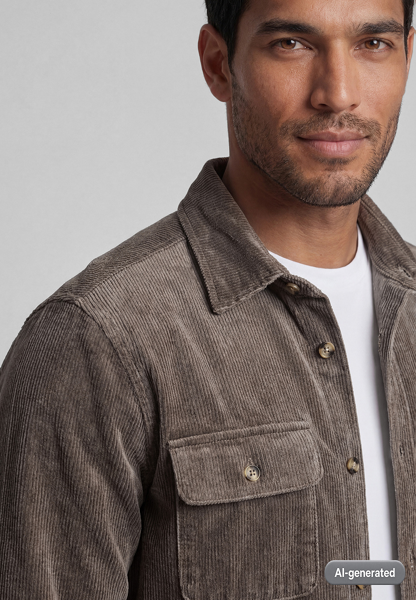Cord-Overshirt mit Brusttaschen