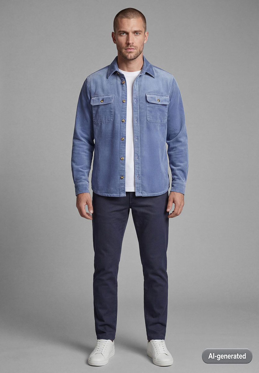 Cord-Overshirt mit Brusttaschen