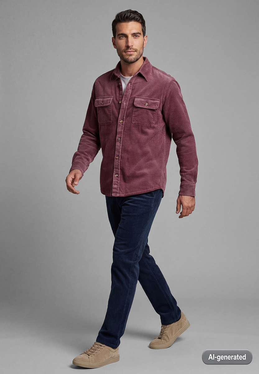 Cord-Overshirt mit Brusttaschen