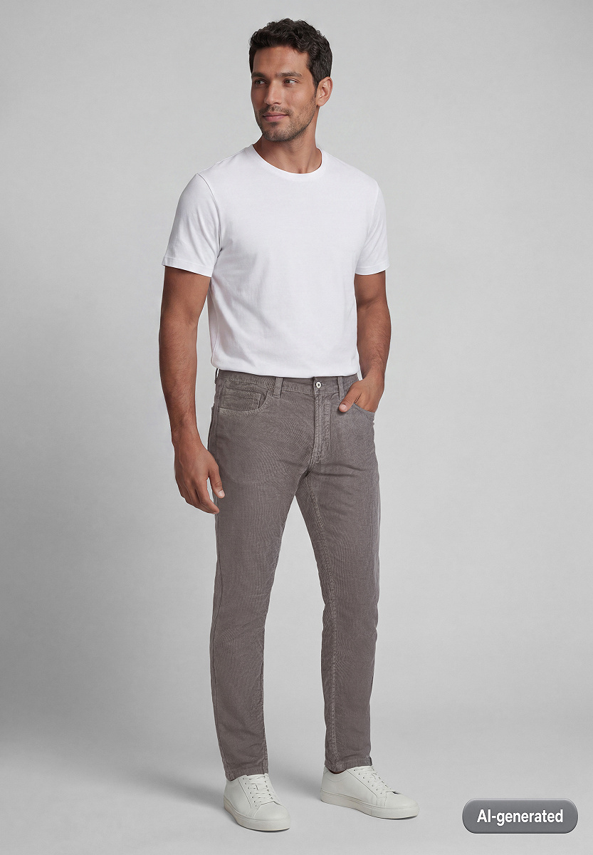 Elastische Baumwoll-Hose mit Ziernähten